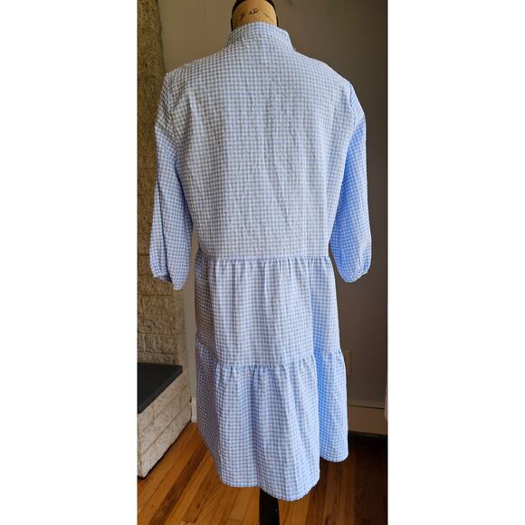 Beachsissi Plaid Print Button Up Split Neck Tunic Dress Coverup Beach NWOT, Sz L - Picture 4 of 8